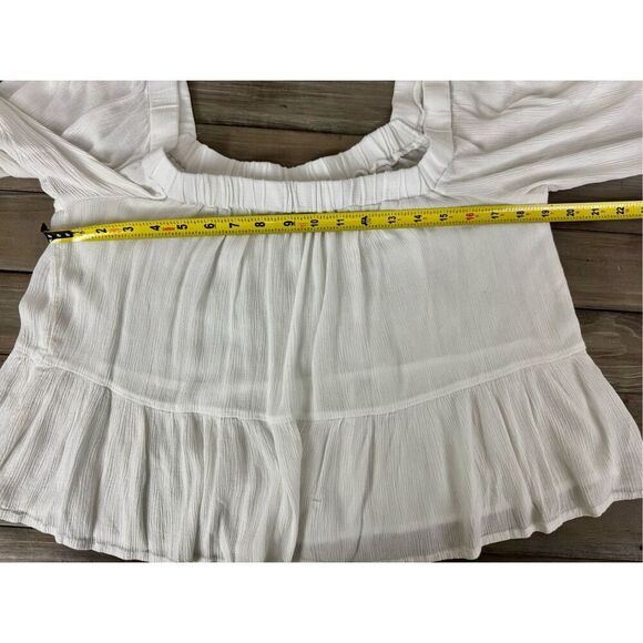 ASOS Square Neck Crinkle Smock Ivory White‎ Smock Top Size 10 - Picture 8 of 9